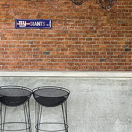 Rico Industries NFL New York Giants Home Dcor Metal Street Sign (4 x 15) - Great for Home, Office, Bedroom, & Man Cave - Made,Silver