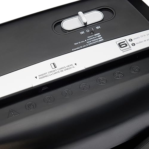 Miniatura 2 de Amazon Basics - Trituradora de papel y tarjetas de crédito de corte cruzado de 6 hojas para casa y oficina con contenedor de 3.8 galones, negro