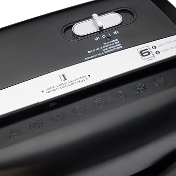 Amazon Basics 6-Sheet Cross-Cut Paper and Credit Card Shredder with 3.8 Gallon Bin, Shreds Staples, Black
