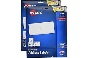 Avery Easy Peel Address Labels for Inkjet Printers, Enhanced Security (8160)