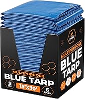 Vista 116 de Xpose Safety - Lona de polietileno ligera azul – Funda protectora multiusos, paño de goteo – duradero, impermeable, resistente a la intemperie