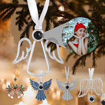 Custom Photo Ornament for Christmas Tree, Personalized Projection Drop Pendant with Picture Inside, Memorial Decoration Gifts for Family/Friends/Couples, Hanging Home Decor for Xmas Party
