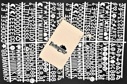 Juego de letras blancas para tableros de letras de fieltro intercambiables, 3/4 pulgadas 460 caracteres (incluye letras de cartas, símbolos/emojis,