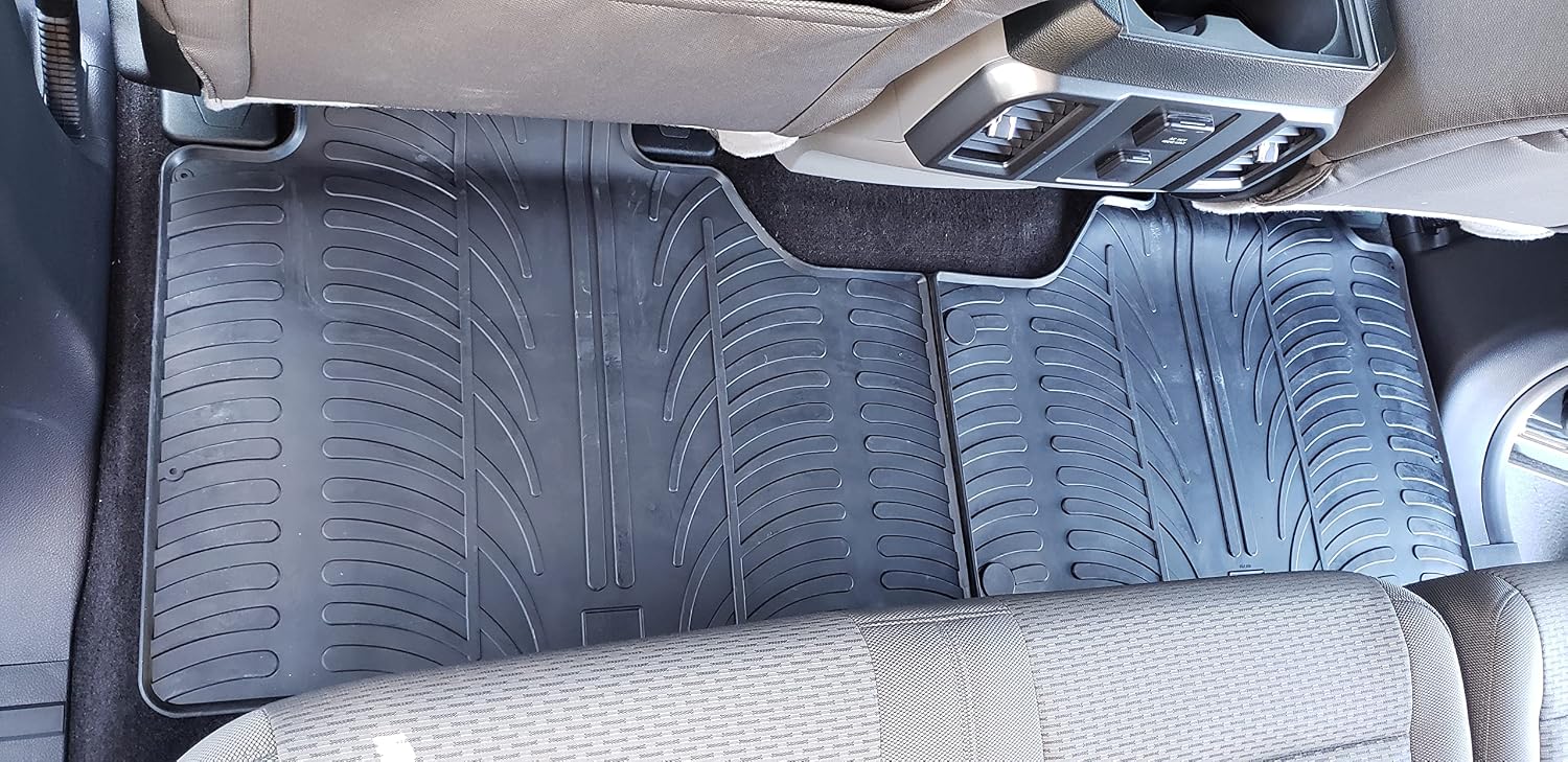 GledringUSA All-Weather Rubber Floor Mats Intended for Ford F-250/350/450/550 Super Duty Crew/Extended Cab 2017-2025, No Trimming Required, Tailored Custom Fit, Protects from Rain, Mud and Snow.