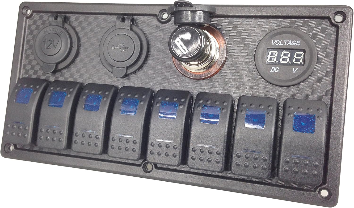 Pactrade Marine Car RV Boat Truck 8 Gang Blue LED Rocker Switch Plastic Panel : Sports & Outdoors