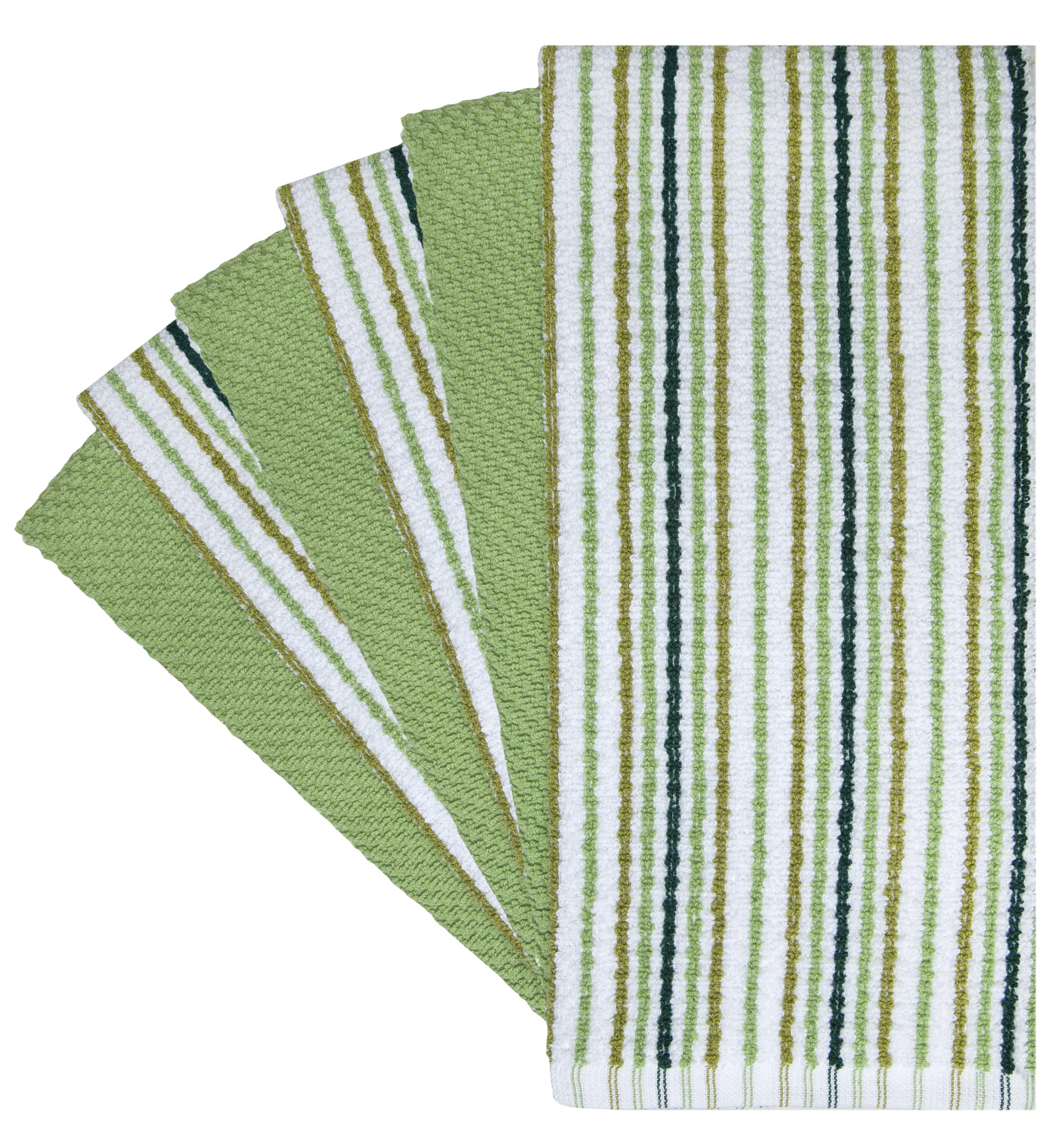 Sage - Paños de Cocina de algodón de 16 x 26 pies, Paquete de 6 Unidades, diseño de Rayas de Palomitas de maíz, Juego de paños de Cocina Altamente absorbentes de 400 g/m² con Lazo para Colgar