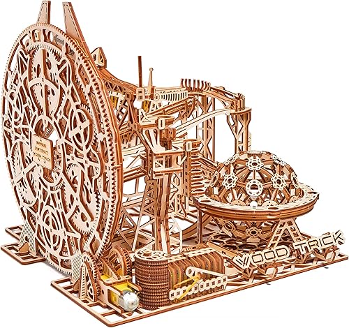 Miniatura 4 de Wood Trick Wooden Marble Run Electric Motorized - Rompecabezas de madera 3D para que los adultos lo construyan, 15 x 14 pulgadas, montaña rusa, kits