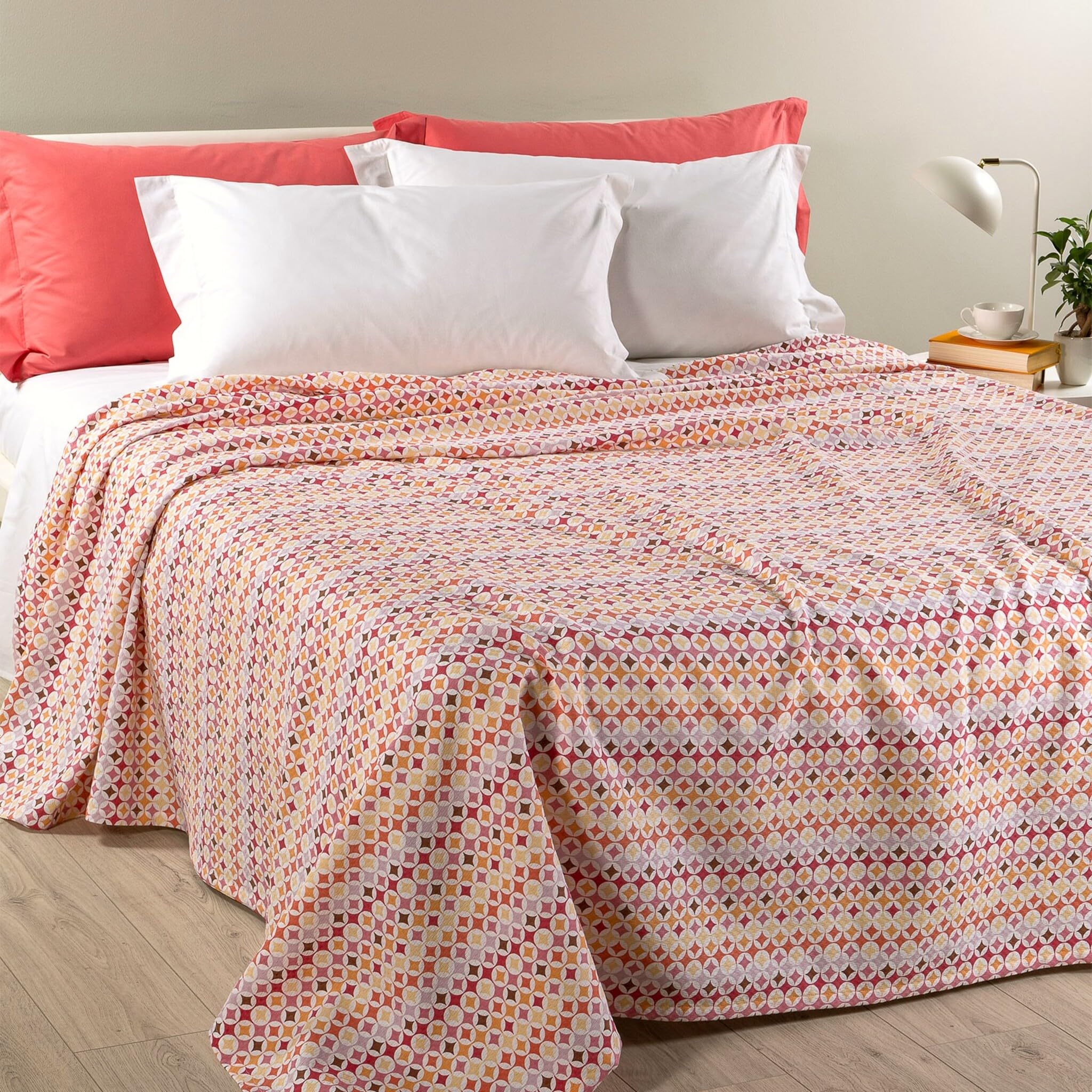 Caleffi Copriletto Matrimoniale Piquet Optical Art 260x260 in Misto Cotone