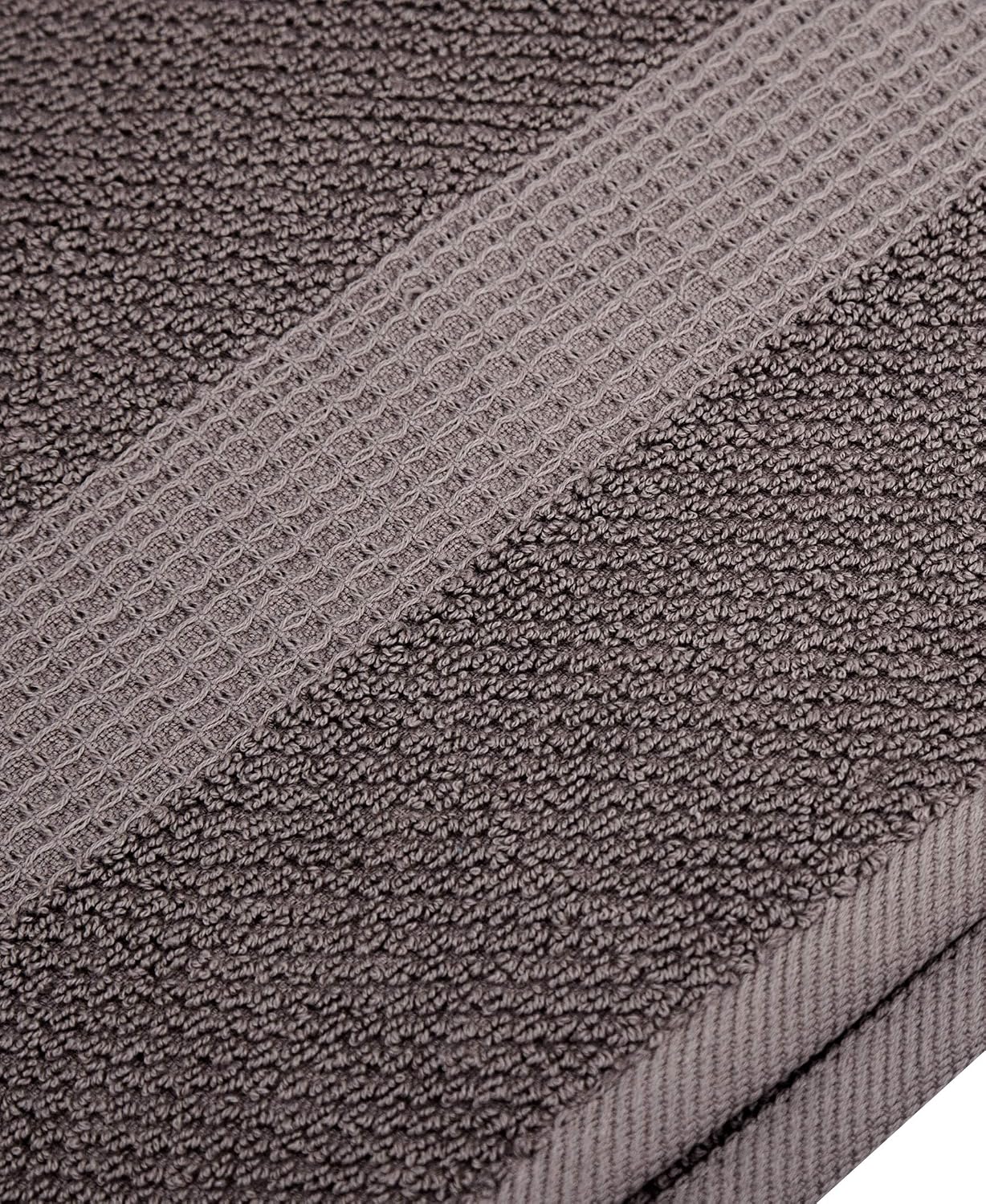 Bella 6 PC Towel Set | 100% Combed Cotton, Medium Grey Popcorn Weave Design | Ultra Soft & Highly Absorbent | 2 Bath Towels, 2 Hand Towels, 2 Wash Cloths | 550 GSM - 6 Pack