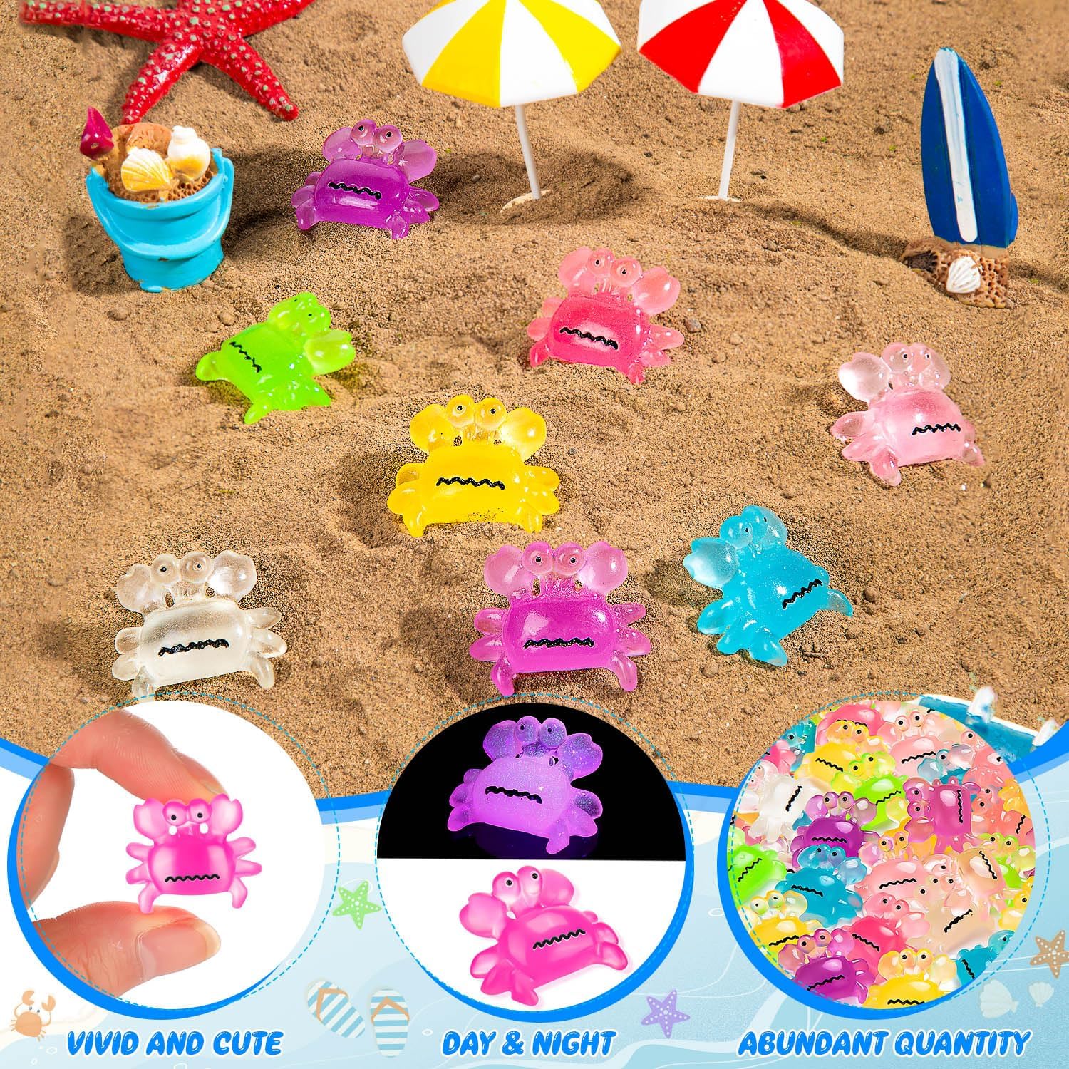 126PCS Luminous Mini Resin Crabs Tiny Crab Figurines Miniature Crabs image 5