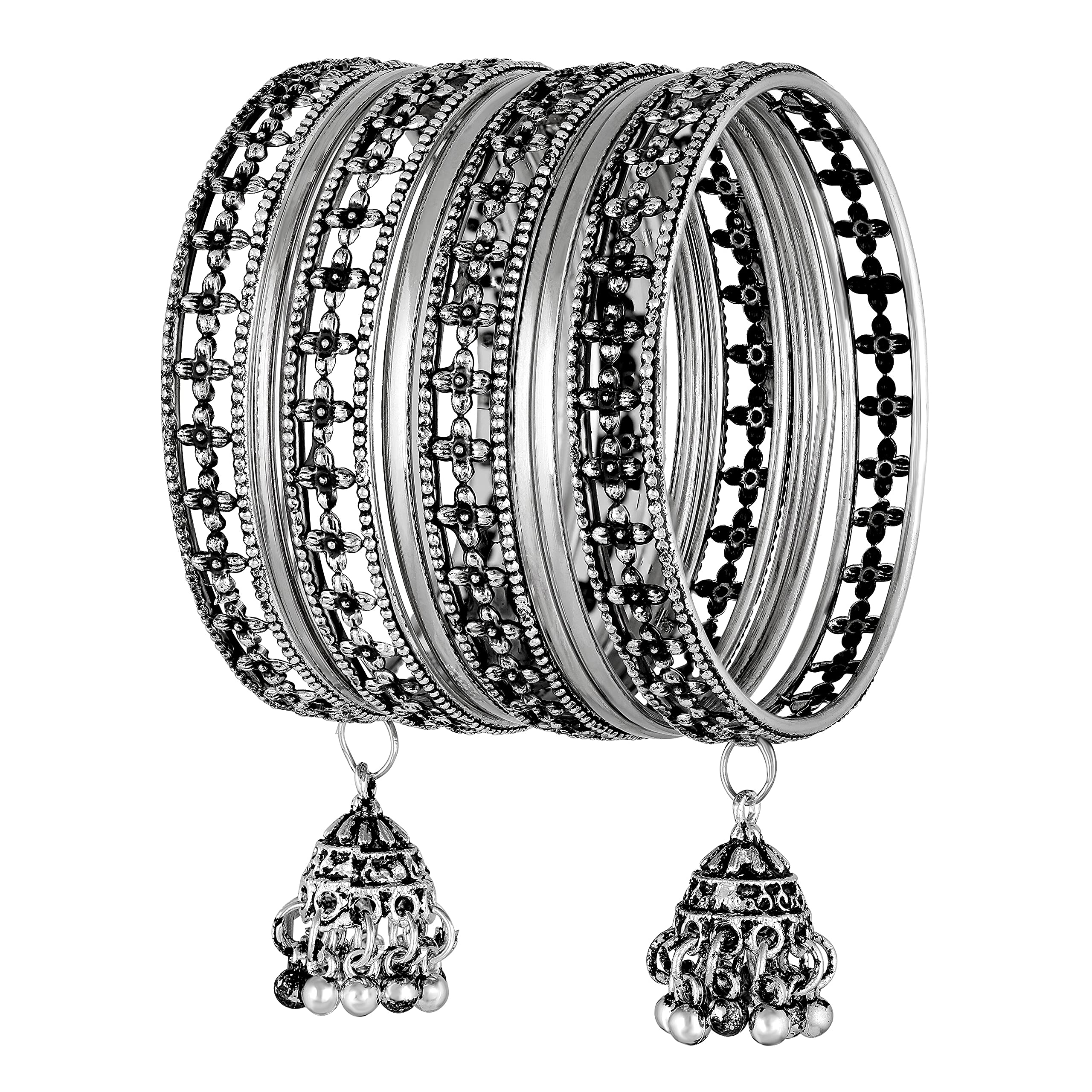 ASMITTA traditional Bangles Set for Women | Oxidised Silver Plated Celebrity Inspired Jewellery | Latest Stylish Traditional Bangle for Women and Girls (B094W3L67H) Amazon Price History, Amazon Price Tracker