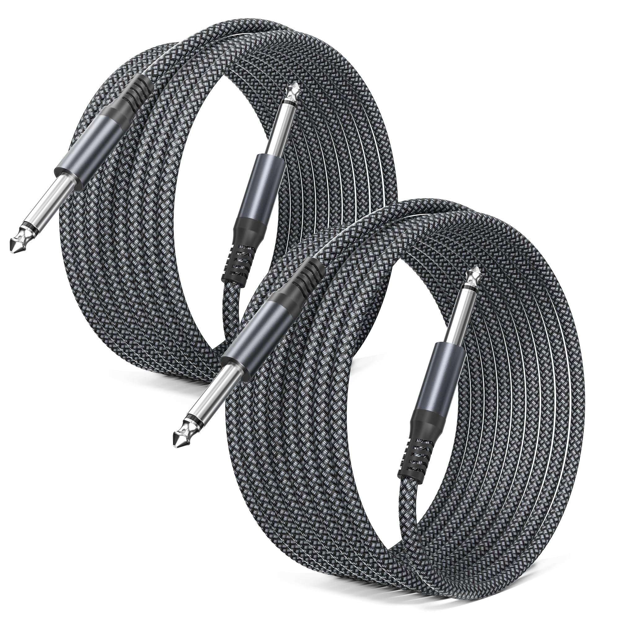 Elebase Cavo Audio TS Chitarra Elettrica 3 Meters 2 Pezzi,Cavo Jack 6,35mm a 6,3mm Maschio,Cavi Guitar 90 Gradi Angolare 1/4” per Strumenti Musicali,Accessori Chitarra,Basso,Tastiera Musicali,Amp