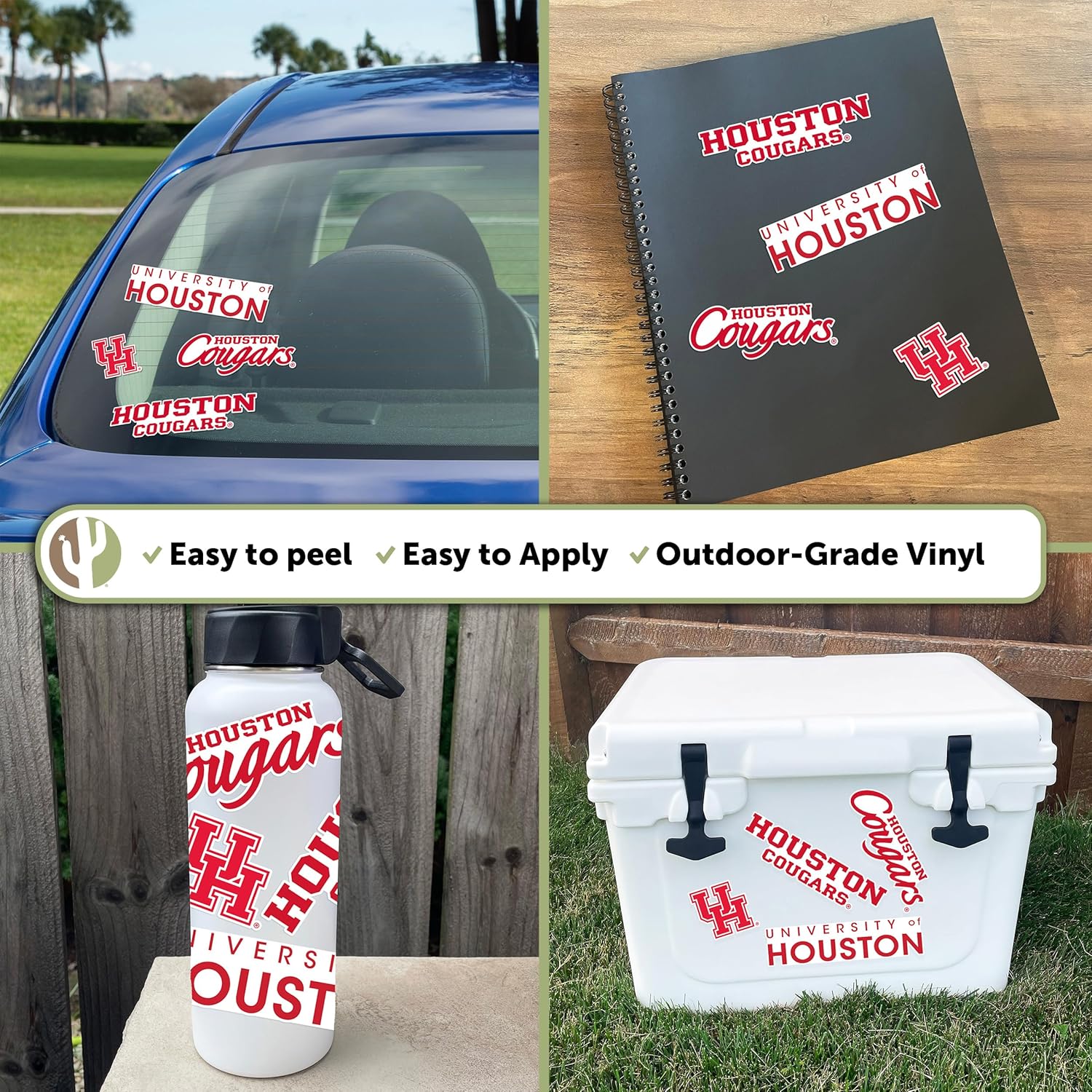 Desert Cactus University of Houston Sticker Houston Cougars Vinyl Decal Laptop Water Bottle Car Scrapbook Sheet (Type 2) - Image 2