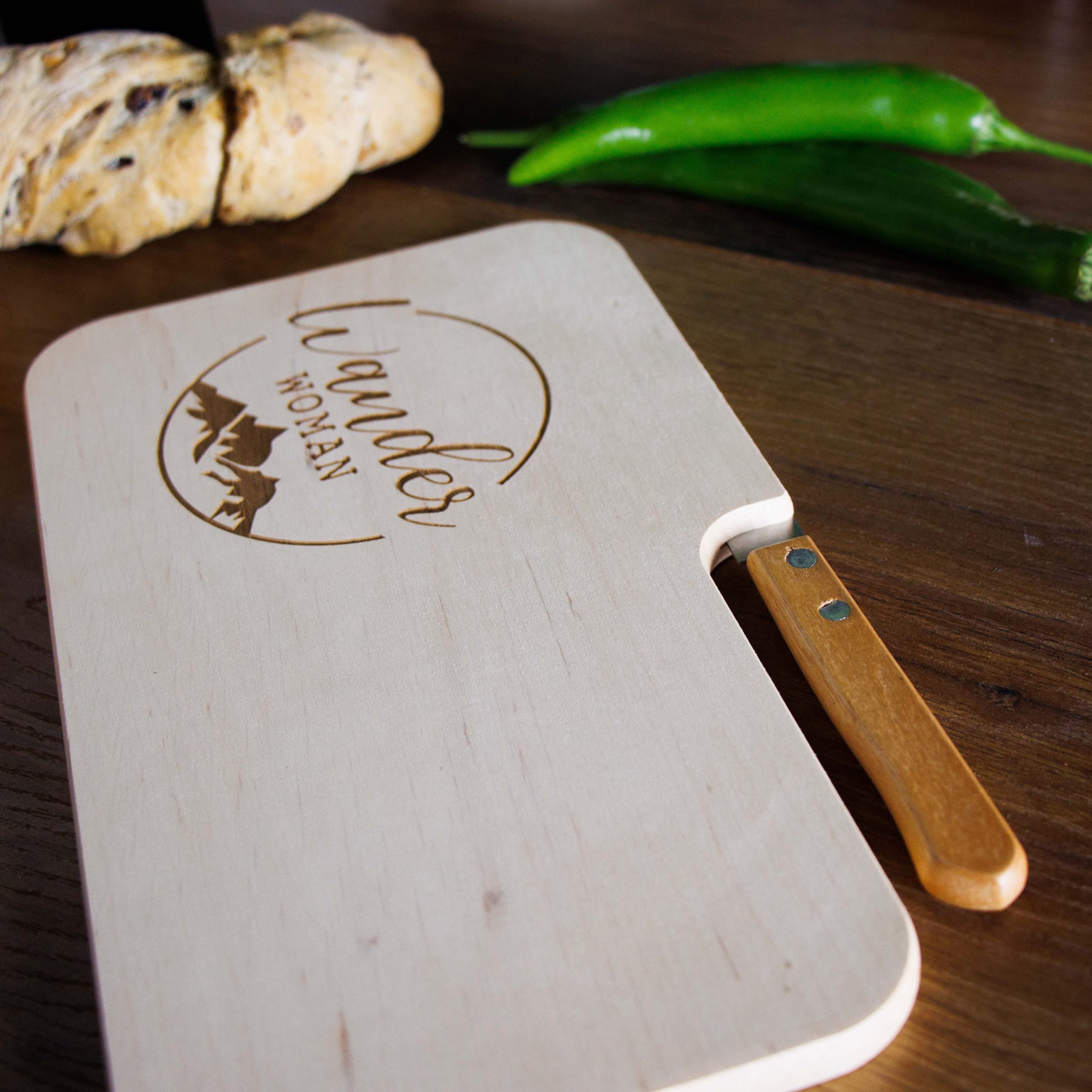 Planche à Pain Avec Couteau Gravée "Où Le Chemin Se Termine, L'Aventure Commence" - Idéal Cadeau Cycliste