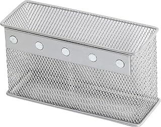 Ybm Home Magnetic Pencil Holder Wire Mesh Storage Basket Organizer with Strong Magnets Excellent for Whiteboard, Refrigerator and Locker Accessories, 1-Unit Large