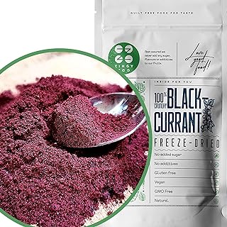Poudre de Cassis Lyophilisée | Blackcurrant Powder | Superfood Bourgeon de Cassis Poudre Pur et Naturel Black Currant | Lyophilisée Freeze Dried Fruit | Purs Vegano Poudre de Fruits Séchées (100g)