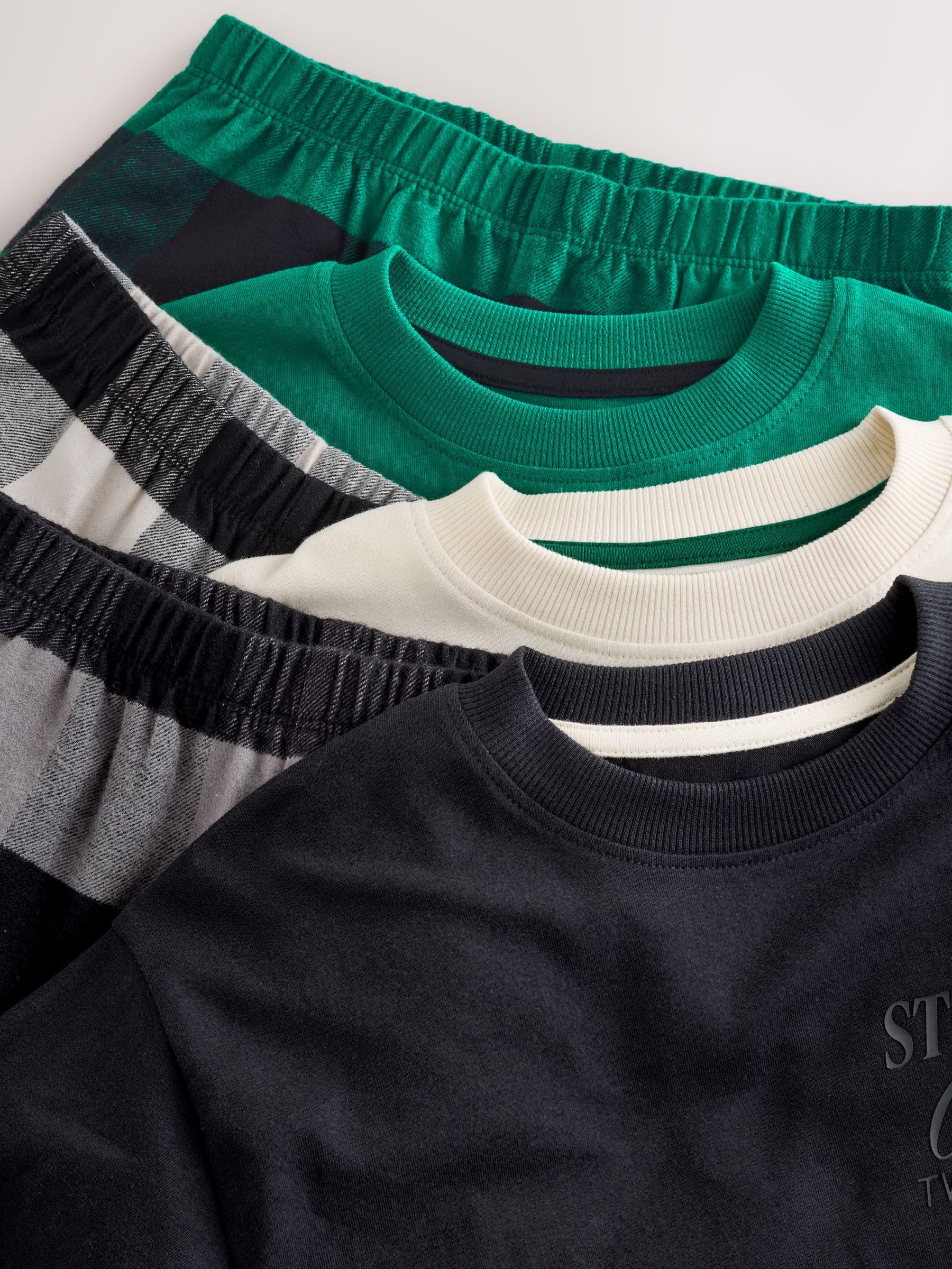 NEXT Garçon Pyjamas tissés à Carreaux, Lot de 3 | Coupe standard, Taille mi-haute, 100 % coton