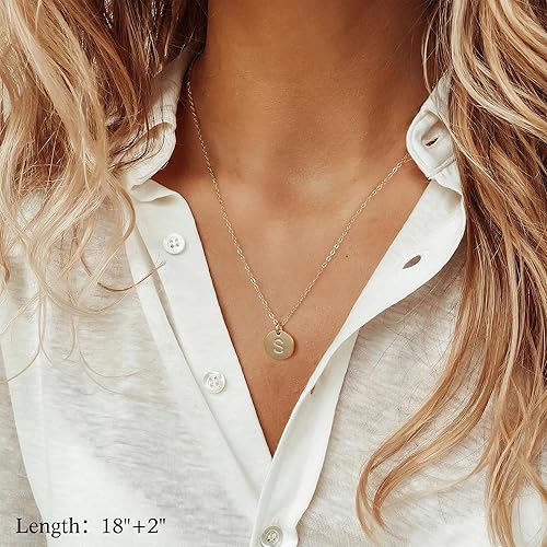 Miniatura 5 de Gold Initial Layered Necklaces for Women, 14K Gold Plated Coin Letter Necklace Skinny Bar Stacking Necklace Coin Necklace Layer Necklace Multi Bar