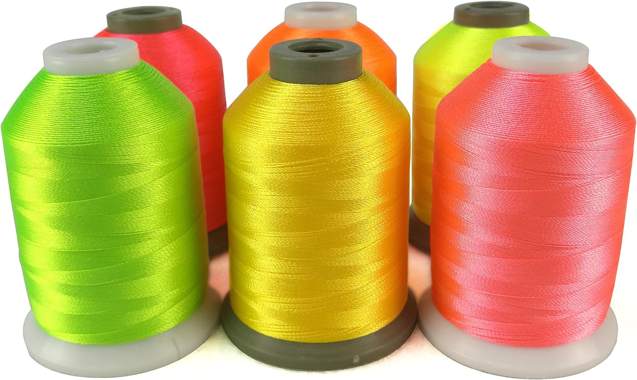 Simthread 6 Neon Colors Polyester Embroidery Thread, 1100 Yrds Each