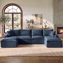 Cloud Boneless Couch, 118" U Shaped Modular Sectional Sofa for Living Room