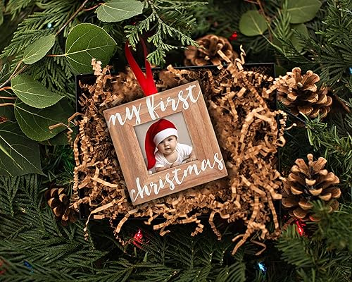 Miniatura 4 de Pearhead Baby First Christmas - Marco de fotos de madera para padres esperados, adorno rústico para vacaciones