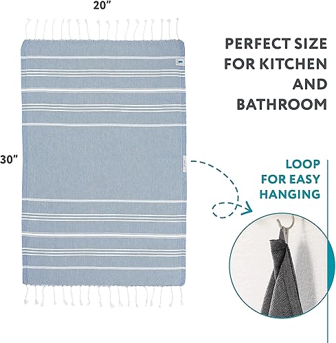 Miniatura 4 de WETCAT Paquete toalla de baño turca (38 x 71) y toallas de mano turcas (20 x 30, juego de 2)  100% algodón, prelavadas para una sensación suave,