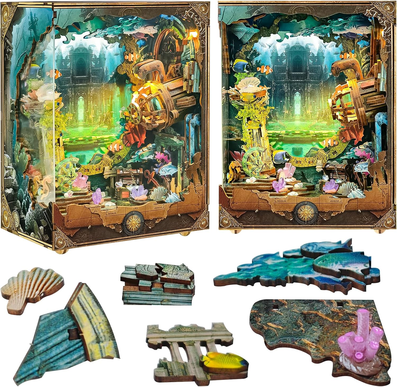 Spilay Book Nook Kit for Adults, Miniature Dollhouse Kit with Dust Cover, 3D Wooden Puzzle Book Nook Kit, Creative Bookshelf Decoration & Unique Gift and Book Lovers(Discover Atlanta)