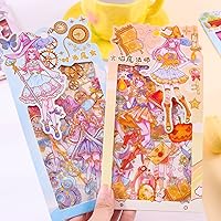 Vista 6 de 48 Hojas de Calcomanías de Chica de Dibujos Animados - Kawaii PET Transparente Papelería de Diario Calendario DIY Personas Mágicas Calcomanía