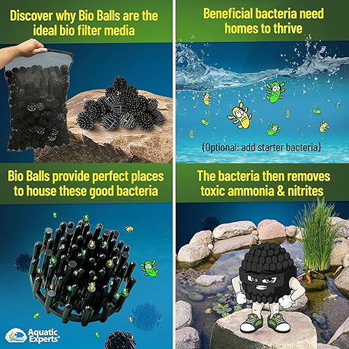 Miniatura 6 de Aquatic Experts Bio Balls - Filtro de medios a granel, bolas biológicas grandes de 1.5 pulgadas para filtros de estanques y acuarios, medios de