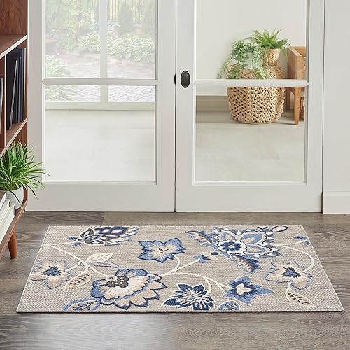 Nourison Home Aloha - Alfombra moderna de 2 pies 8 pulgadas x 4 pies, fácil de limpiar, no se desprende, para dormitorio, sala de estar, comedor,