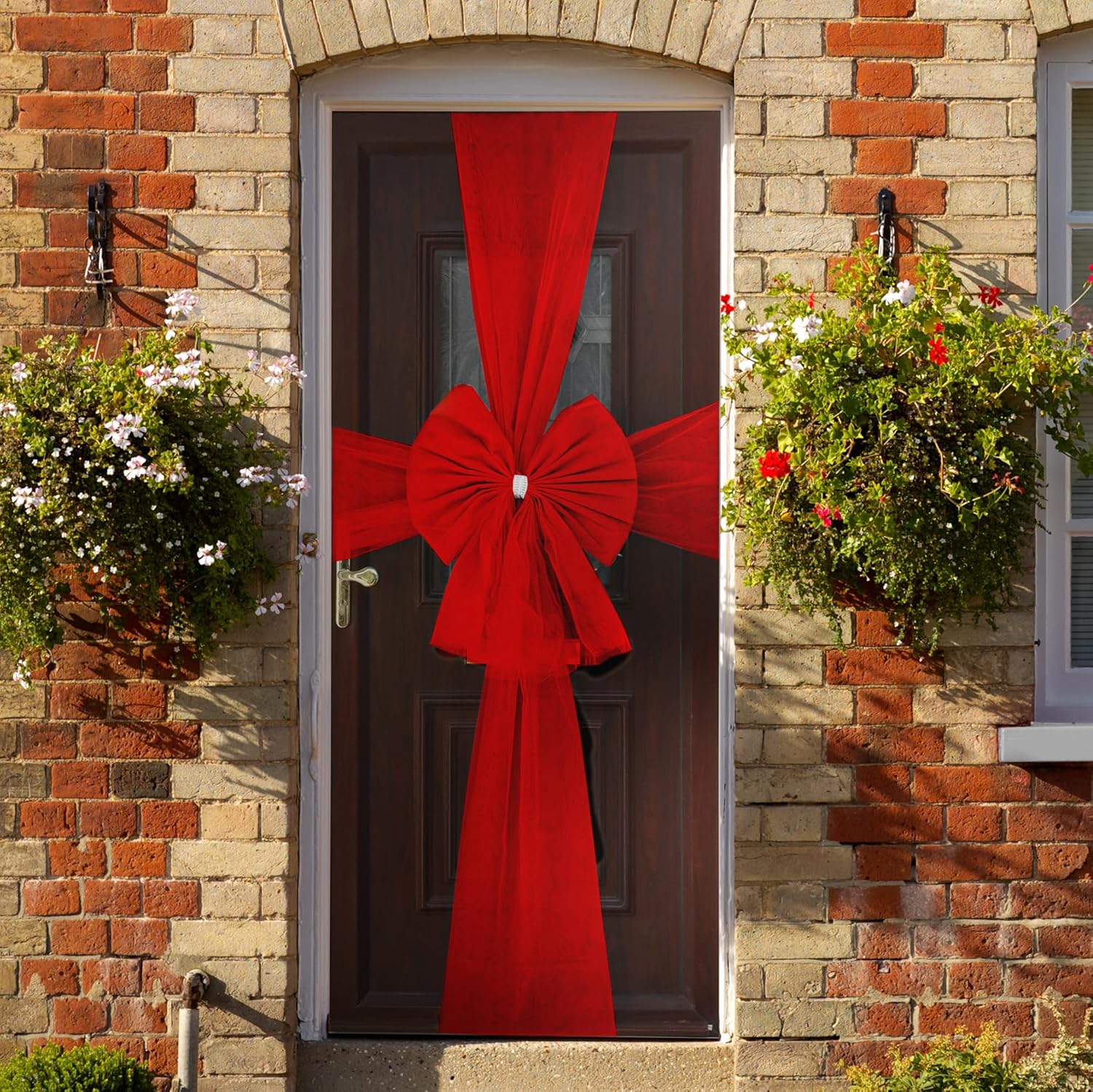 Christmas Door Bow Large Red Decoration with Diamante Detail Xmas