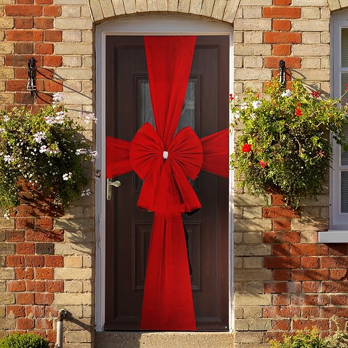 Christmas Door Bow Large Red Decoration with Diamante Detail Xmas