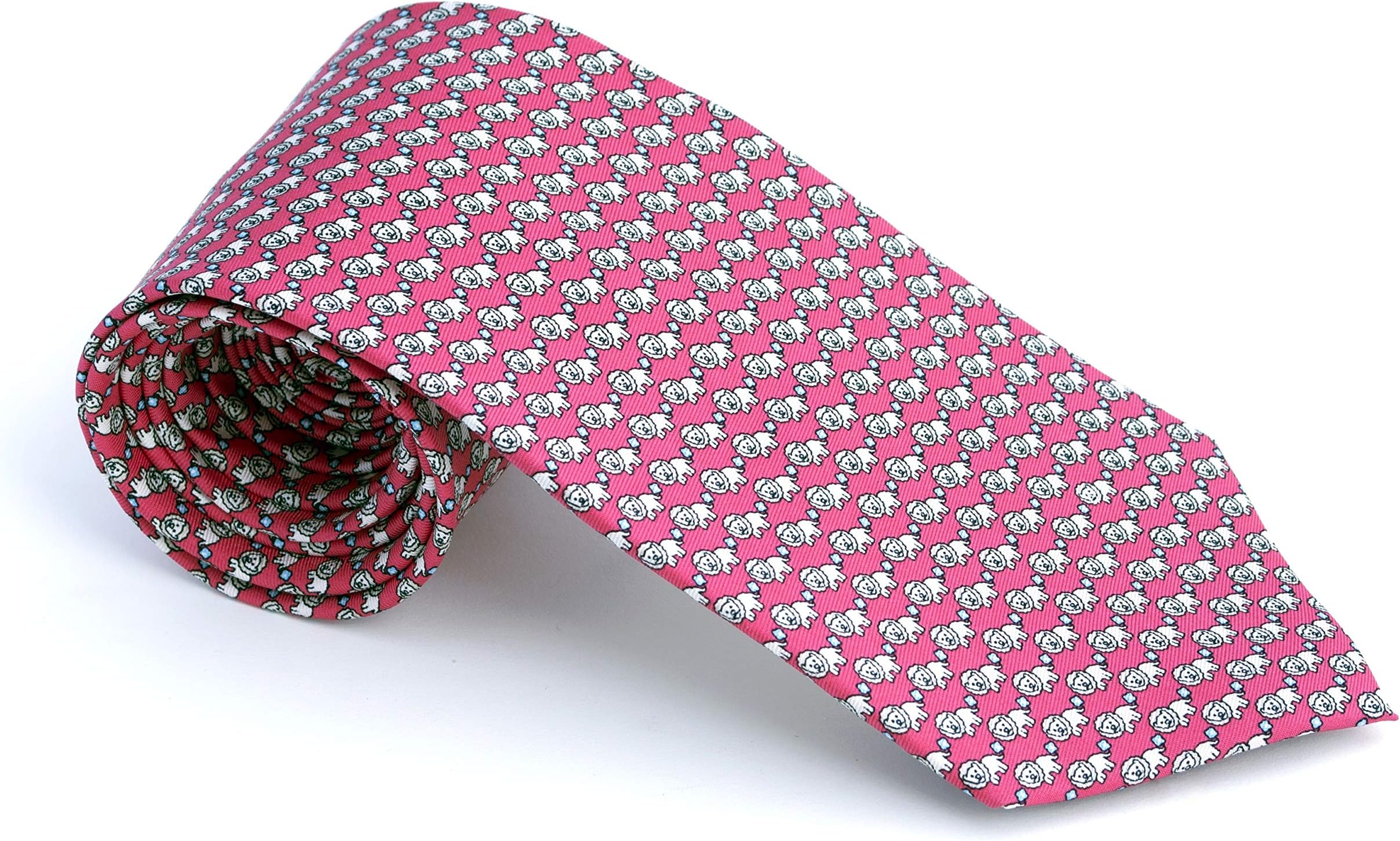 Men's 100% Silk Neckties Lion Printed Tie (Radical Red)