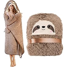 Sloth Wearable Hooded Blanket for Adults - Fluffy Super Soft Shaggy Faux Fur, Fuzzy Warm Cozy Plush Furry Fleece &amp; Sherpa Hoodie Throw Cloak Wrap - Sloth Gifts for Women Adults and Kids