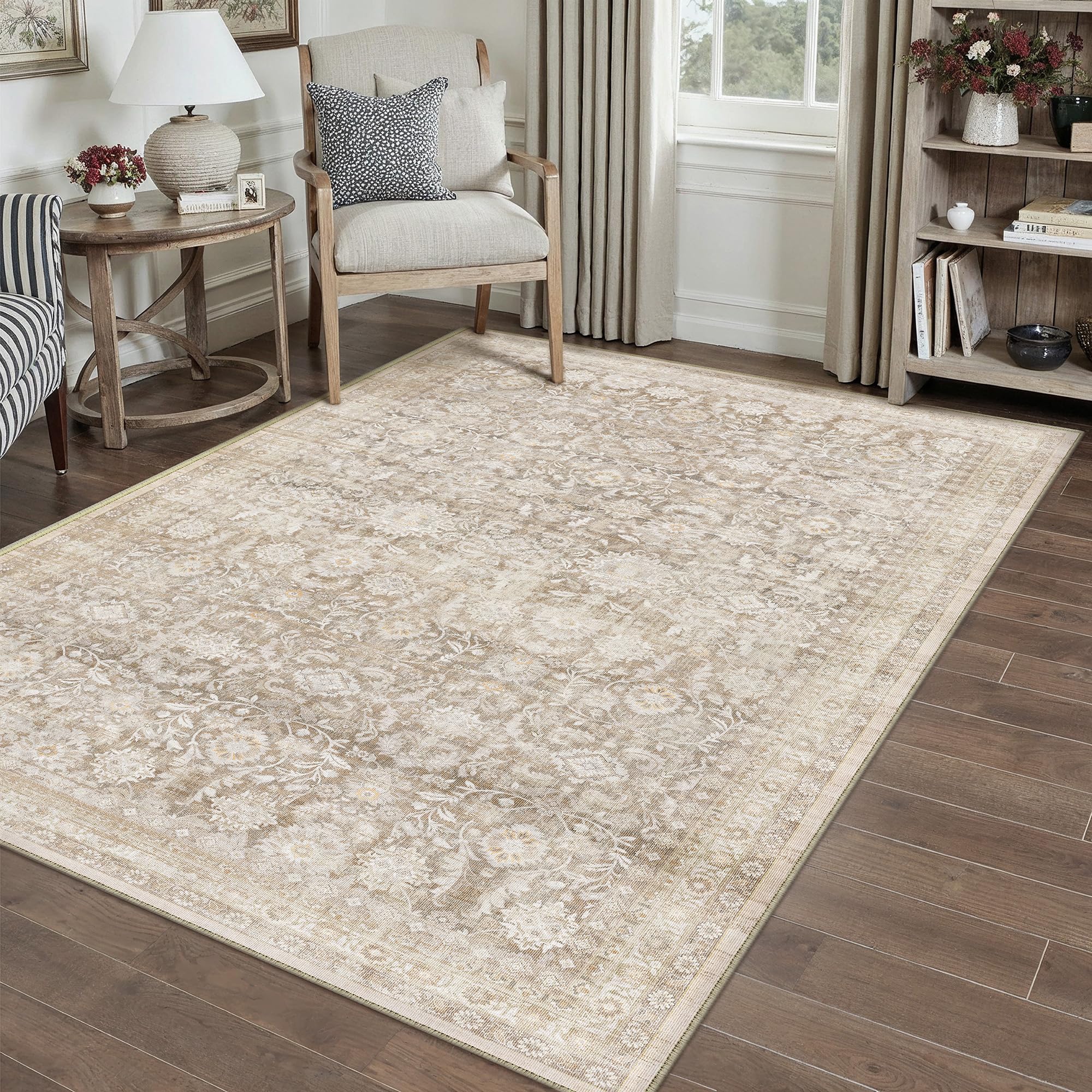PureCozy Beige Rugs for Bedroom Living Room 80x150cm Vintage Soft Area Rugs — image 1