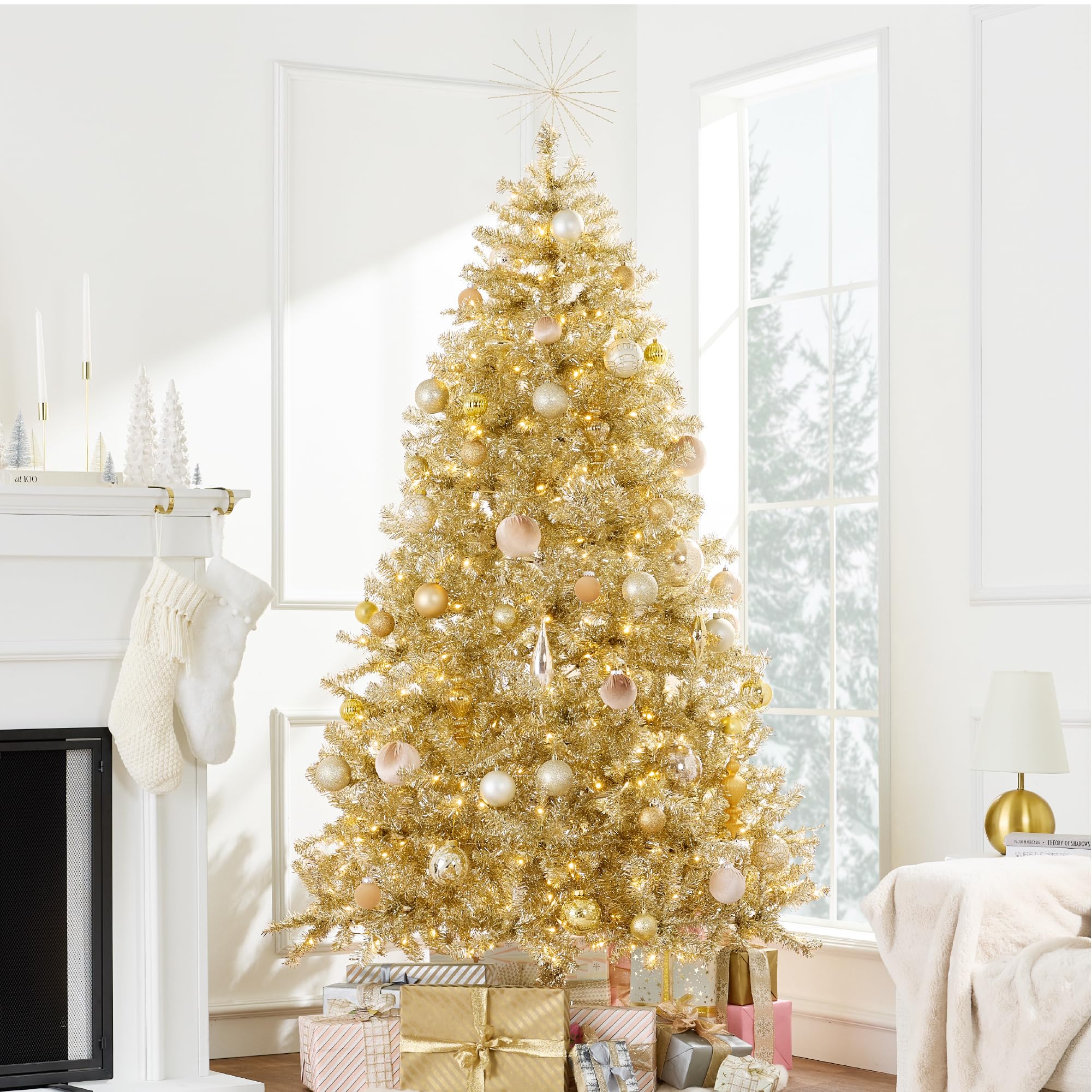 Amazon.com: Best Choice Products 7.5ft Prelit Tinsel Christmas
