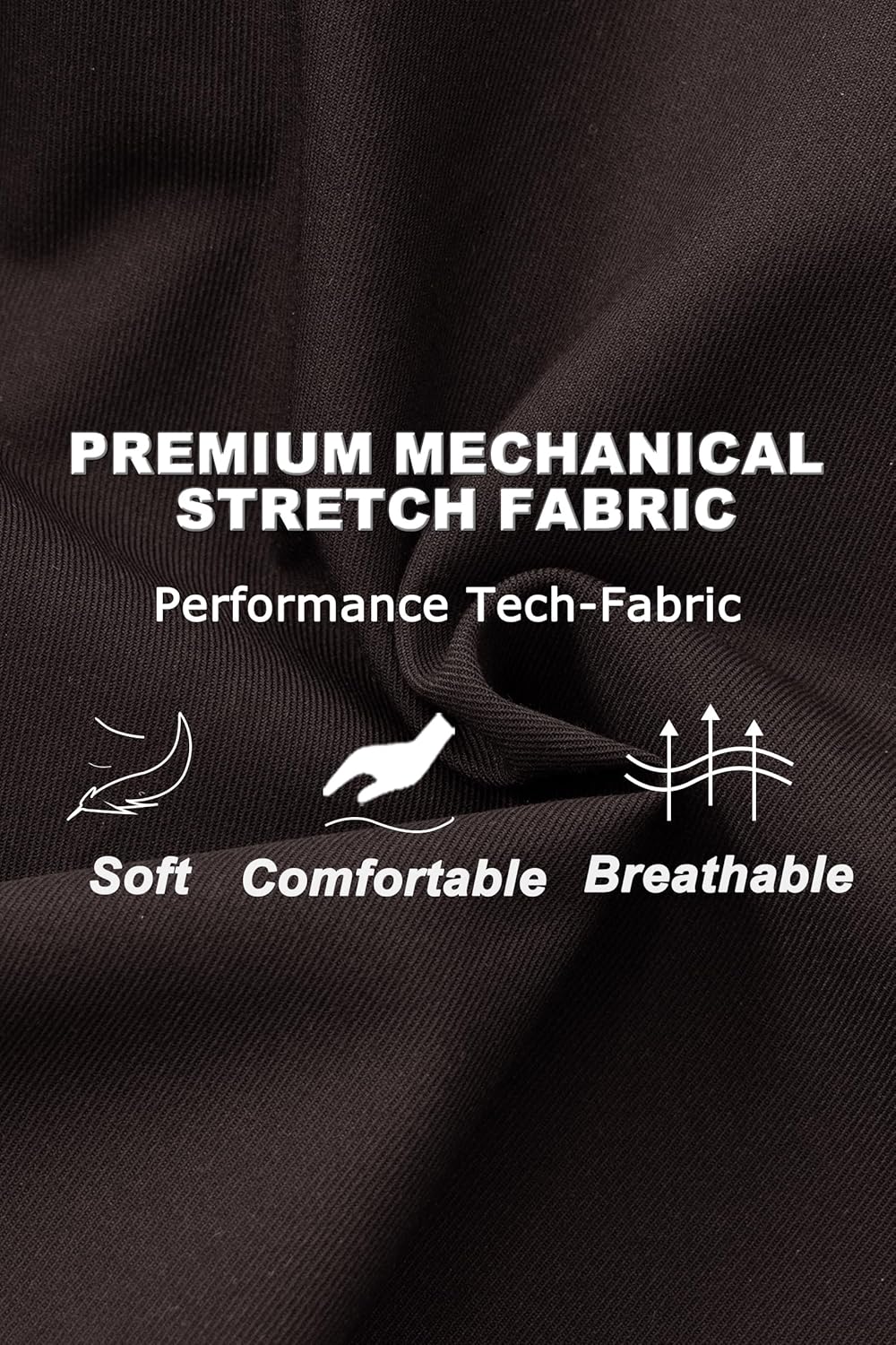 Plaid&Plain Men's Relaxed Fit Cargo Pants, Matte Cotton-Touch Multi-Pocket Casual Loose Fit Work Pants with Flex Waistband - Image 9