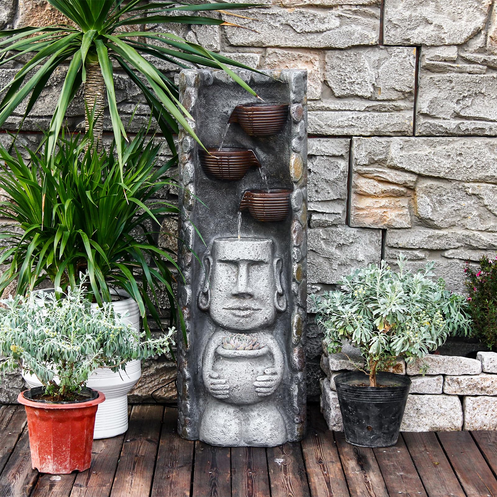 絵画 water fountain Amazon.com : Water Feature Fountain Outdoor Indoor Zen Statue
