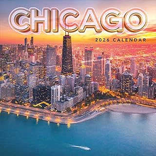 TF Publishing 2026年シカゴ壁掛けカレンダー - 予定やスケジュールのための大きなグリッド - 縦型マンスリー壁掛けカレンダー 2026 高級光沢紙付き 自宅やオフィス整理用 - 12インチ x 12インチ