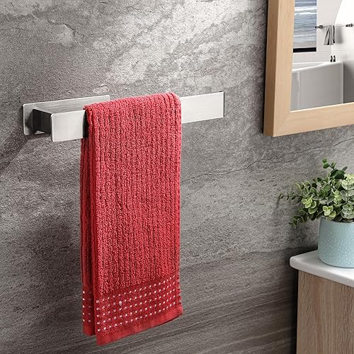 Miniatura 4 de Taozun Toallero adhesivo para toallas de 12 pulgadas, toallero adhesivo para toallero, soporte para toallas de mano junto al fregadero (plateado)