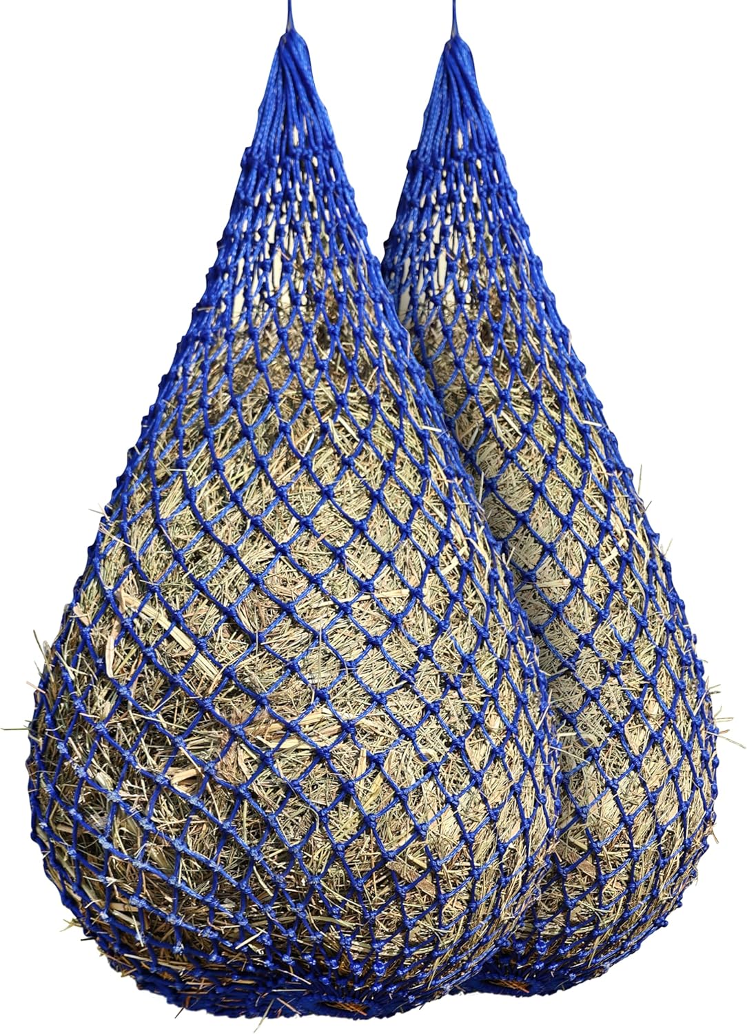 2-Pack 42’’ Length Hay Nets for Horses Slow Feed w/Drawstring Closure Hay Bags for Horses & Livestock-Blue 1.75"
