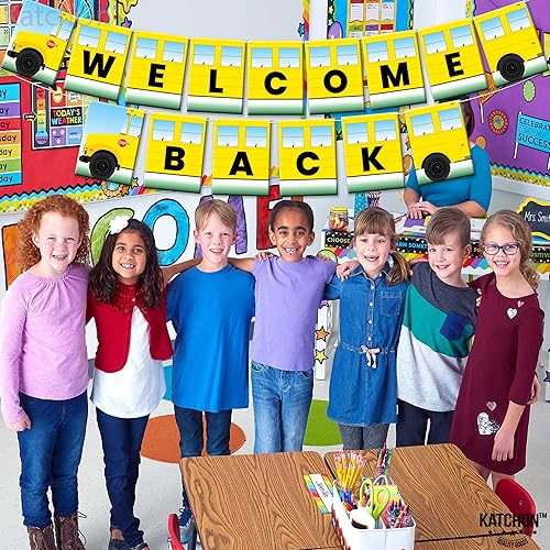 Miniatura 9 de KatchOn, Cartel de bienvenida de regreso grande, 10 pies, sin bricolaje Letrero de bienvenida de autobús escolar Cartel de bienvenida de regreso
