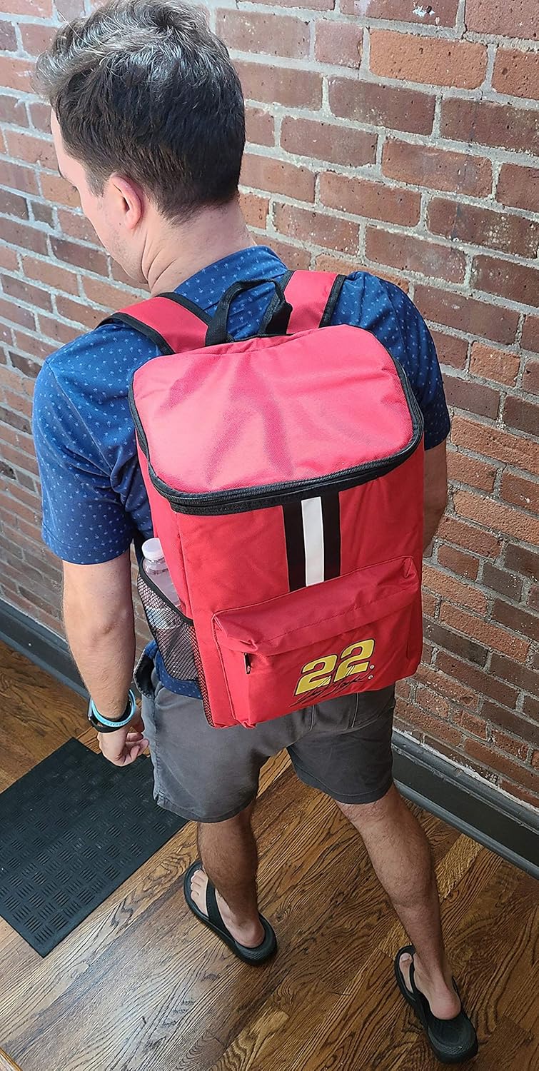 FOCO Logano #22 Cooler Backpack - Water Resistant Travel Soft Sided Insulated Ice Chest - Unisex 24 L Bag with Mesh Pocket - Lightweight Beach Bag, Camping, Tailgating - Officially Licensed Fan Gear