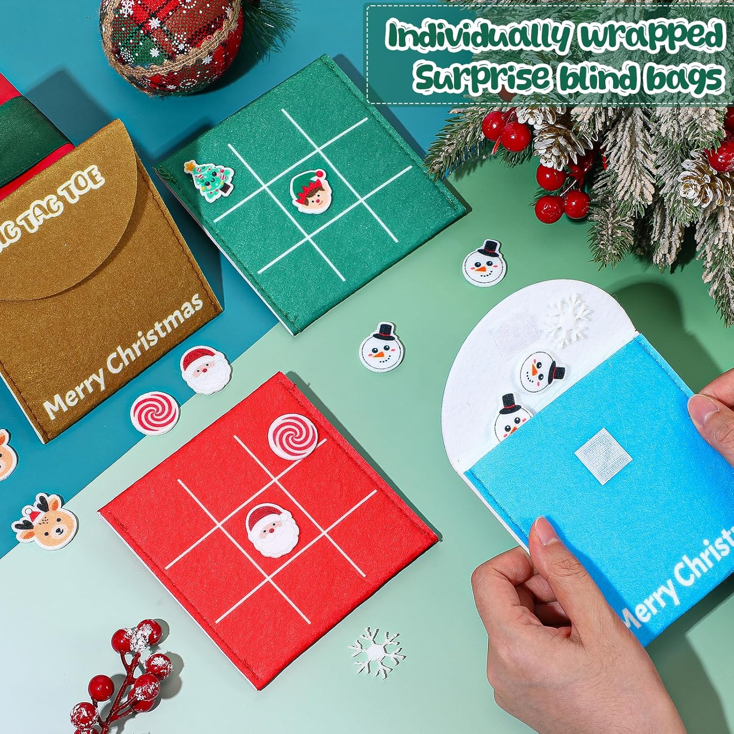 Arrowbash 24 Pack Christmas Tic Tac Toe Game Party Favors Gift for Christmas Stocking Stuffers Gifts Birthday Family Rewards