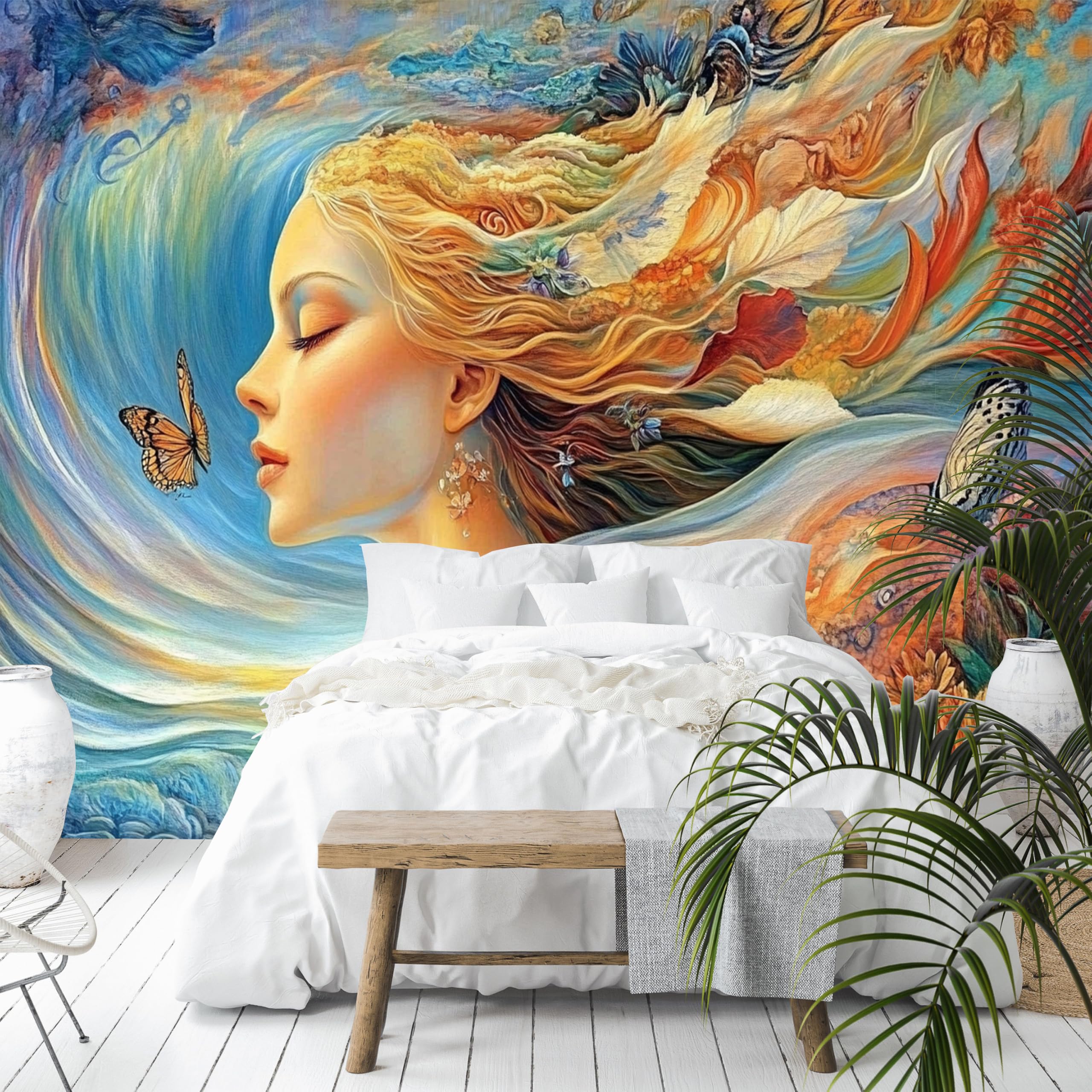 Custom Size Wall Murals - Embossed Beauty Decor, Three-Dimensional Beauty Embossed Relief - Self-Adhesive Removable Stick Wallpaper for Office
