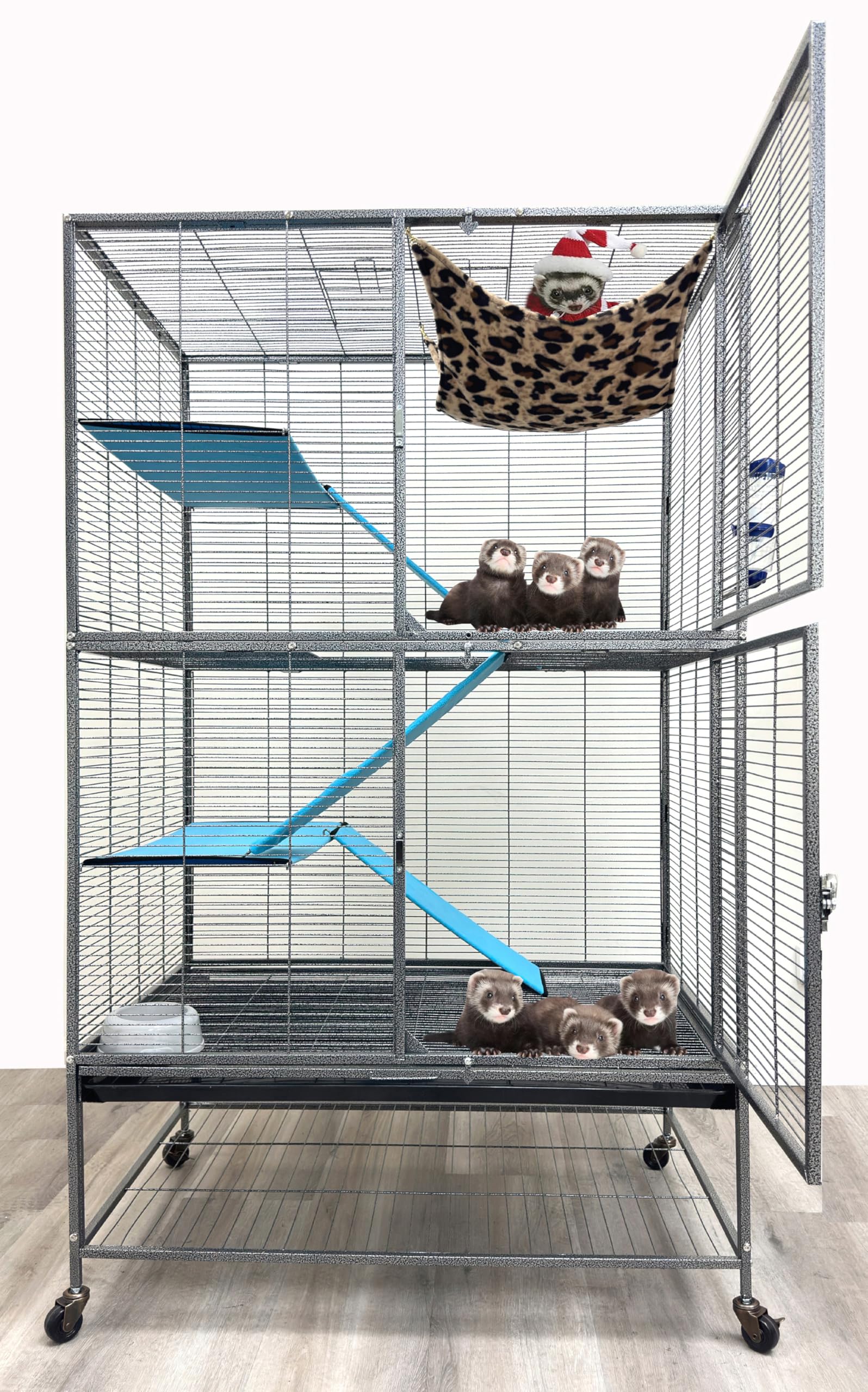 Deluxe Ferret Cage - 2 Story Rolling Habitat -14