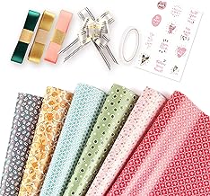 Gift wrapping paper included 6 recyclable papers with gift tags, ribbon, adhesive tape, pull bows, birthday wrapping paper sheets for women, men
