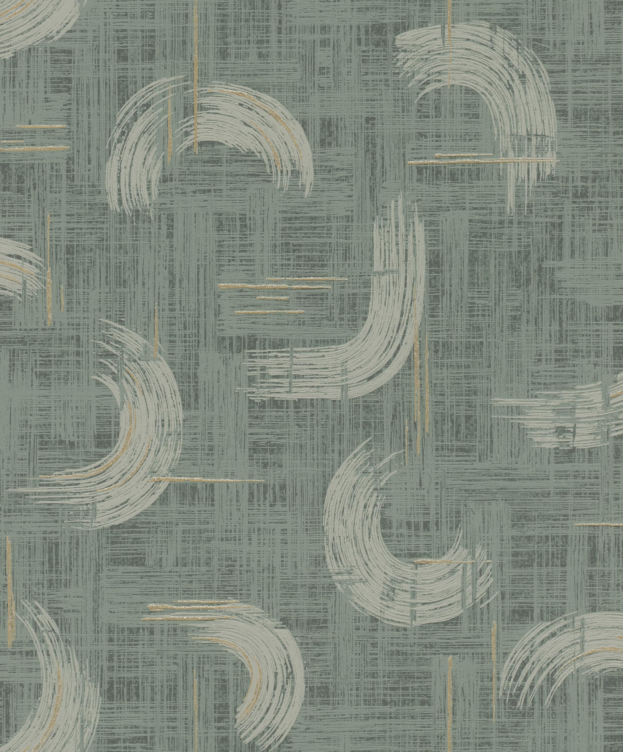 Rasch Green Non-Woven Wallpaper Brush Strokes - Textured Wallpaper Natural Colours In For An Elegant Living Ambience - Easy Wallpapering And Paintable - 10.05 M X 0.53 M