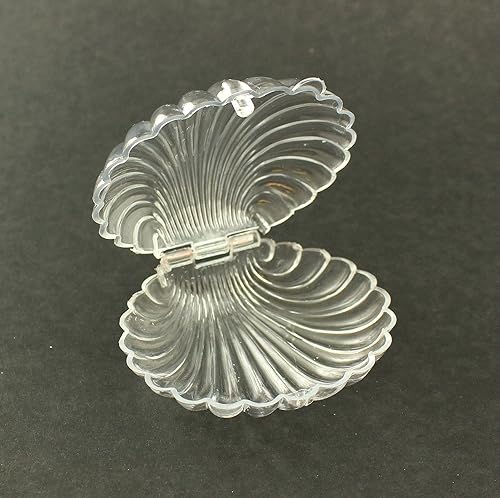 Miniatura 4 de Plástico Clam conchas caja de fiesta Bulk 12piezas Playa tema favores, Transparente, 12