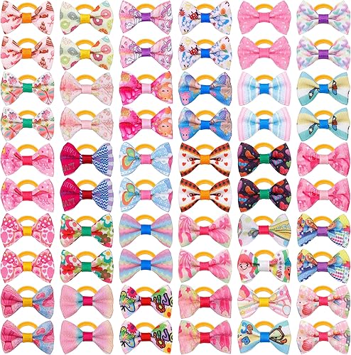 Lazos para el pelo de cachorros pequeños con diamantes de imitación pequeños, lazos para el pelo hechos a mano, accesorios para el cabello de